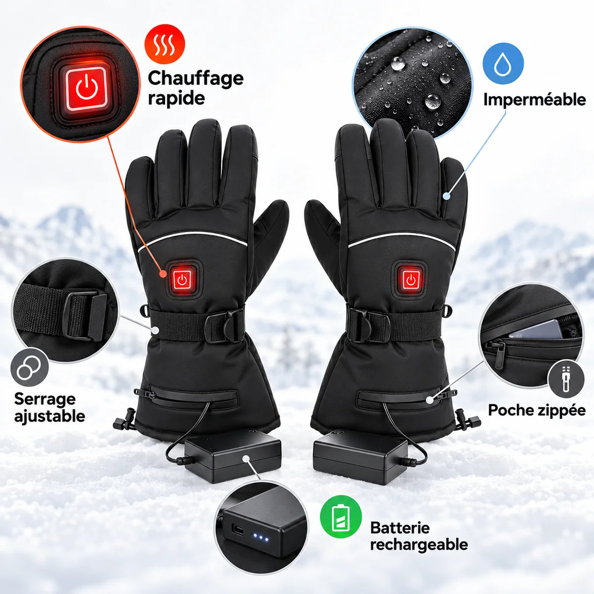 Gants Chauffants Imperméables LIORANE Hero | Coupe-Vent